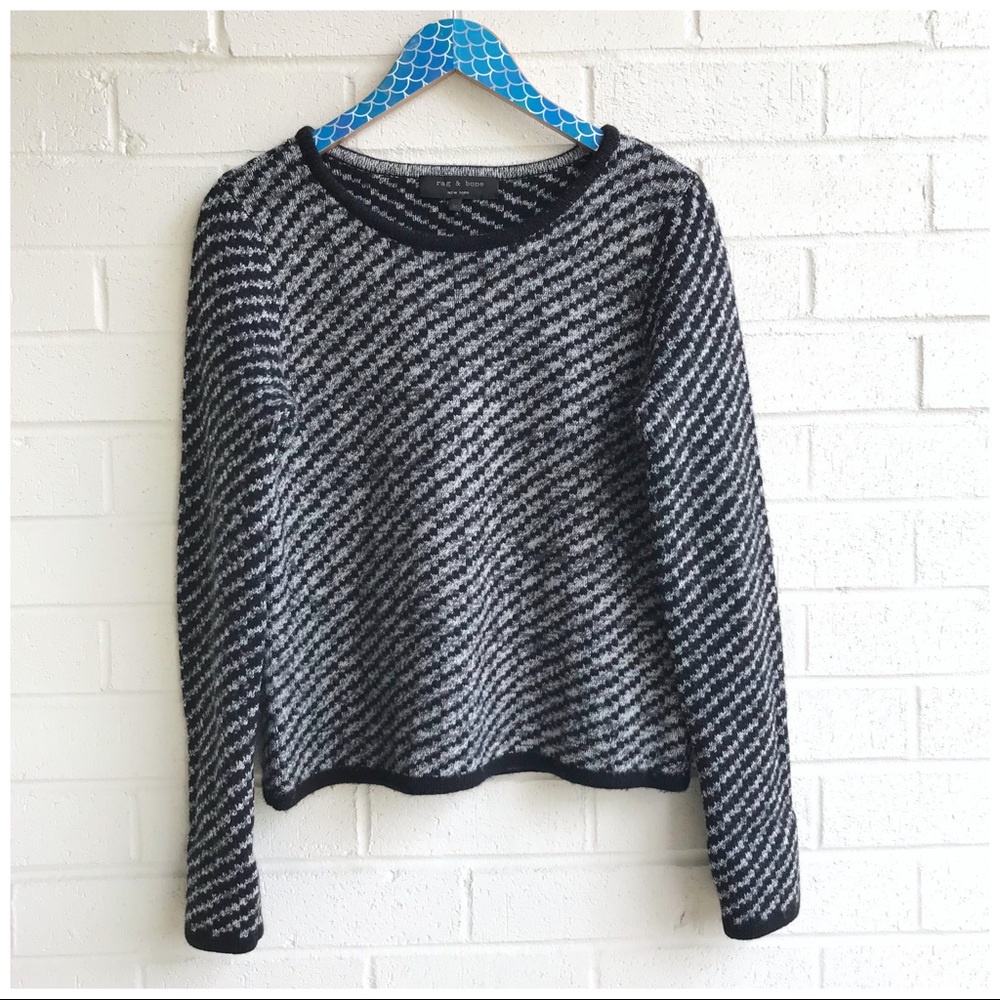 Rag & Bone Ava Diagonal Wool Knit Pullover Sweater